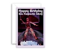 Lithobee - Funny Birthday Card - Fantastic Bitch Doll Disco Ball- Rude Birthday Cards for Mum Dad Son Brother Sister Best Friend - Humorous 30th 40th 50th Bday Cards