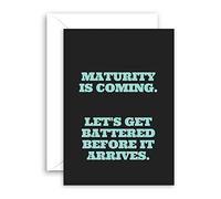 Lithobee - Funny Birthday Card - Maturity Is Coming Let's Get Battered- Rude Birthday Cards for Mum Dad Son Brother Sister Best Friend - Humorous 30th 40th 50th Bday Cards