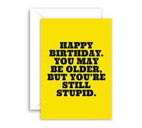 Lithobee - Funny Birthday Card - Older But Stupid- Rude Birthday Cards for Mum Dad Son Brother Sister Best Friend - Humorous 30th 40th 50th Bday Cards