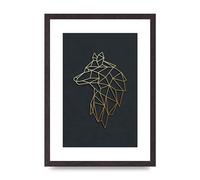 Lithobee - Geometric Gold Wolf Head - Printed Wall Art Design in Sizes A2, A3 & A4 Framed in a Stylish Quality Coloured Frame or Unframed (A3 Black Saw Cut Grain Frame)