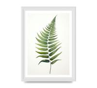 Lithobee - Green Fern Art Print Home Wall Art Prints in Sizes A2, A3 & A4 Framed in a Stylish Quality Coloured Frame or Unframed - A4 White Ornate Frame
