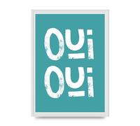 Lithobee - Green Oui Oui - Printed Wall Art Design in Sizes A2, A3 & A4 Framed in a Stylish Quality Coloured Frame or Unframed (A3 White Ornate Frame)