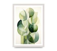 Lithobee - Green Plant Abstract Art Print Home Wall Art Prints in Sizes A2, A3 & A4 Framed in a Stylish Quality Coloured Frame or Unframed - A3 White Saw Cut Grain Frame