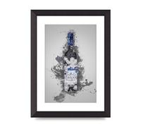 Lithobee - Grey Goose Vodka Bottle Splatter - Printed Wall Art Design in Sizes A2, A3 & A4 Framed in a Stylish Quality Coloured Frame or Unframed (A4 Black Abraded Frame)