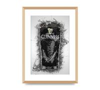 Lithobee - Guinness Pint Splatter - Printed Wall Art Design in Sizes A2, A3 & A4 Framed in a Stylish Quality Coloured Frame or Unframed (A2 Gold Abraded Frame)