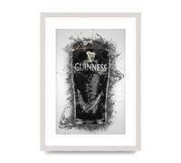 Lithobee - Guinness Pint Splatter - Printed Wall Art Design in Sizes A2, A3 & A4 Framed in a Stylish Quality Coloured Frame or Unframed (A3 White Saw Cut Grain Frame)