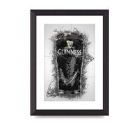 Lithobee - Guinness Pint Splatter - Printed Wall Art Design in Sizes A2, A3 & A4 Framed in a Stylish Quality Coloured Frame or Unframed (A4 Black Abraded Frame)