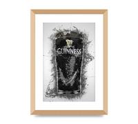 Lithobee - Guinness Pint Splatter - Printed Wall Art Design in Sizes A2, A3 & A4 Framed in a Stylish Quality Coloured Frame or Unframed (A3 Gold Abraded Frame)