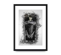 Lithobee - Guinness Pint Splatter - Printed Wall Art Design in Sizes A2, A3 & A4 Framed in a Stylish Quality Coloured Frame or Unframed (A4 Black Brushed Frame)