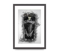 Lithobee - Guinness Pint Splatter - Printed Wall Art Design in Sizes A2, A3 & A4 Framed in a Stylish Quality Coloured Frame or Unframed (A3 Black Grain Frame)
