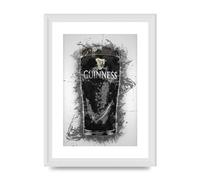 Lithobee - Guinness Pint Splatter - Printed Wall Art Design in Sizes A2, A3 & A4 Framed in a Stylish Quality Coloured Frame or Unframed (A4 White Ornate Frame)