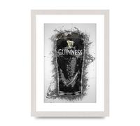 Lithobee - Guinness Pint Splatter - Printed Wall Art Design in Sizes A2, A3 & A4 Framed in a Stylish Quality Coloured Frame or Unframed (A4 White Saw Cut Grain Frame)