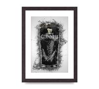 Lithobee - Guinness Pint Splatter - Printed Wall Art Design in Sizes A2, A3 & A4 Framed in a Stylish Quality Coloured Frame or Unframed (A4 Black Saw Cut Grain Frame)