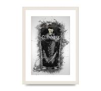 Lithobee - Guinness Pint Splatter - Printed Wall Art Design in Sizes A2, A3 & A4 Framed in a Stylish Quality Coloured Frame or Unframed (A3 White Grain Frame)