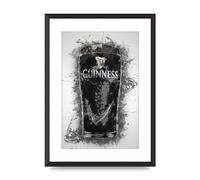 Lithobee - Guinness Pint Splatter - Printed Wall Art Design in Sizes A2, A3 & A4 Framed in a Stylish Quality Coloured Frame or Unframed (A2 Black Abraded Frame)