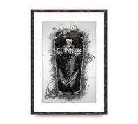 Lithobee - Guinness Pint Splatter - Printed Wall Art Design in Sizes A2, A3 & A4 Framed in a Stylish Quality Coloured Frame or Unframed (A2 Brown Distressed Frame)
