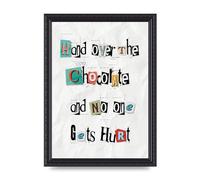 Lithobee - Hand Over Chocolate - Printed Wall Art Design in Sizes A2, A3 & A4 Framed in a Stylish Quality Coloured Frame or Unframed (A4 Black Ornate Frame)