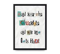 Lithobee - Hand Over Chocolate - Printed Wall Art Design in Sizes A2, A3 & A4 Framed in a Stylish Quality Coloured Frame or Unframed (A4 Black Brushed Frame)
