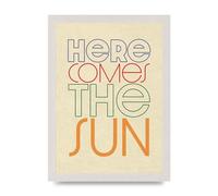 Lithobee - Here Comes The Sun - Printed Wall Art Design in Sizes A2, A3 & A4 Framed in a Stylish Quality Coloured Frame or Unframed (A4 White Saw Cut Grain Frame)