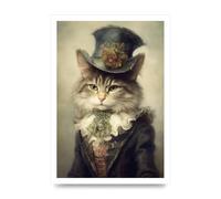 Lithobee - Humorous historical cat portrait Home Wall Art Prints in Sizes A2, A3 & A4 Framed in a Stylish Quality Coloured Frame or Unframed - A3 Unframed