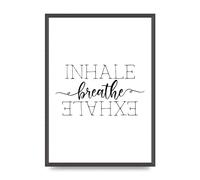 Lithobee - Inhale Exhale Breathe - Printed Wall Art Design in Sizes A2, A3 & A4 Framed in a Stylish Quality Coloured Frame or Unframed (A2 Black Grain Frame)
