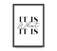 Lithobee - It Is What It Is - Printed Wall Art Design in Sizes A2, A3 & A4 Framed in a Stylish Quality Coloured Frame or Unframed (A3 Black Grain Frame)