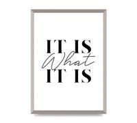 Lithobee - It Is What It Is - Printed Wall Art Design in Sizes A2, A3 & A4 Framed in a Stylish Quality Coloured Frame or Unframed (A2 Silver Abraded Frame)