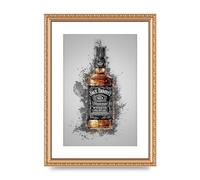 Lithobee - Jack Daniels Splatter - Printed Wall Art Design in Sizes A2, A3 & A4 Framed in a Stylish Quality Coloured Frame or Unframed (A4 Gold Ornate Frame)