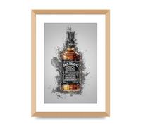 Lithobee - Jack Daniels Splatter - Printed Wall Art Design in Sizes A2, A3 & A4 Framed in a Stylish Quality Coloured Frame or Unframed (A3 Gold Abraded Frame)