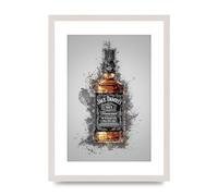 Lithobee - Jack Daniels Splatter - Printed Wall Art Design in Sizes A2, A3 & A4 Framed in a Stylish Quality Coloured Frame or Unframed (A3 White Saw Cut Grain Frame)