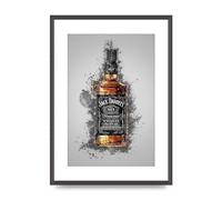 Lithobee - Jack Daniels Splatter - Printed Wall Art Design in Sizes A2, A3 & A4 Framed in a Stylish Quality Coloured Frame or Unframed (A2 Black Grain Frame)