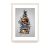 Lithobee - Jack Daniels Splatter - Printed Wall Art Design in Sizes A2, A3 & A4 Framed in a Stylish Quality Coloured Frame or Unframed (A3 White Grain Frame)