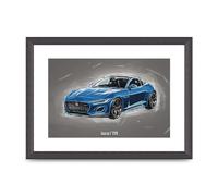 Lithobee - Jaguar F Type - Printed Wall Art Design in Sizes A2, A3 & A4 Framed in a Stylish Quality Coloured Frame or Unframed (A4 Black Grain Frame)