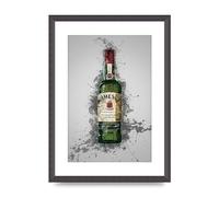 Lithobee - Jameson Whiskey Bottle - Printed Wall Art Design in Sizes A2, A3 & A4 Framed in a Stylish Quality Coloured Frame or Unframed (A3 Black Grain Frame)