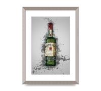 Lithobee - Jameson Whiskey Bottle - Printed Wall Art Design in Sizes A2, A3 & A4 Framed in a Stylish Quality Coloured Frame or Unframed (A3 Silver Abraded Frame)