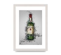 Lithobee - Jameson Whiskey Bottle - Printed Wall Art Design in Sizes A2, A3 & A4 Framed in a Stylish Quality Coloured Frame or Unframed (A4 White Saw Cut Grain Frame)
