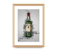 Lithobee - Jameson Whiskey Bottle - Printed Wall Art Design in Sizes A2, A3 & A4 Framed in a Stylish Quality Coloured Frame or Unframed (A3 Gold Abraded Frame)