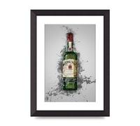 Lithobee - Jameson Whiskey Bottle - Printed Wall Art Design in Sizes A2, A3 & A4 Framed in a Stylish Quality Coloured Frame or Unframed (A4 Black Abraded Frame)