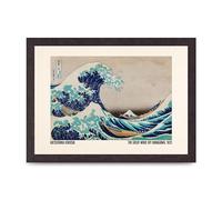 Lithobee - Katsushika Hokusai The Great Wave Off Kanagawa 1831 - Printed Wall Art Design in Sizes A2, A3 & A4 Framed in a Stylish Frame or Unframed (A4 Black Saw Cut Grain Frame)