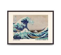 Lithobee - Katsushika Hokusai The Great Wave Off Kanagawa 1831 - Printed Wall Art Design in Sizes A2, A3 & A4 Framed in a Stylish Frame or Unframed (A2 Black Saw Cut Grain Frame)