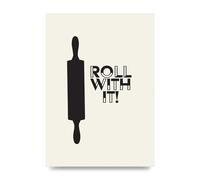 Lithobee - Kitchen Pun Roll With It - Printed Wall Art Design in Sizes A2, A3 & A4 Framed in a Stylish Quality Coloured Frame or Unframed (A4 Unframed)