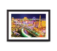 Lithobee - Las Vegas Boulevard At Night - Printed Wall Art Design in Sizes A2, A3 & A4 Framed in a Stylish Quality Coloured Frame or Unframed (A3 Black Abraded Frame)
