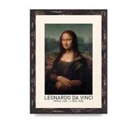 Lithobee - Leonardo Da Vinci Mona Lisa 1503 1506 - Printed Wall Art Design in Sizes A2, A3 & A4 Framed in a Stylish Coloured Frame or Unframed (A4 Brown Distressed Frame)