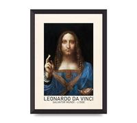 Lithobee - Leonardo Da Vinci Salvator Mundi 1500 - Printed Wall Art Design in Sizes A2, A3 & A4 Framed in a Stylish Coloured Frame or Unframed (A3 Black Abraded Frame)