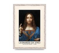 Lithobee - Leonardo Da Vinci Salvator Mundi 1500 - Printed Wall Art Design in Sizes A2, A3 & A4 Framed in a Stylish Coloured Frame or Unframed (A3 White Distressed Frame)