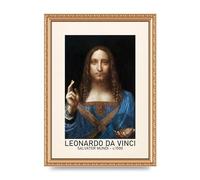 Lithobee - Leonardo Da Vinci Salvator Mundi 1500 - Printed Wall Art Design in Sizes A2, A3 & A4 Framed in a Stylish Coloured Frame or Unframed (A4 Gold Ornate Frame)