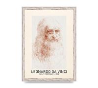 Lithobee - Leonardo Da Vinci Self Portrait 1512 - Printed Wall Art Design in Sizes A2, A3 & A4 Framed in a Stylish Coloured Frame or Unframed (A3 White Distressed Frame)