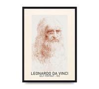 Lithobee - Leonardo Da Vinci Self Portrait 1512 - Printed Wall Art Design in Sizes A2, A3 & A4 Framed in a Stylish Coloured Frame or Unframed (A3 Black Brushed Frame)