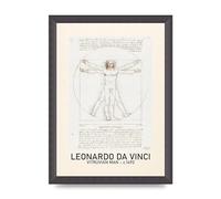 Lithobee - Leonardo Da Vinci Vitruvian Man 1492 - Printed Wall Art Design in Sizes A2, A3 & A4 Framed in a Stylish Coloured Frame or Unframed (A4 Black Grain Frame)