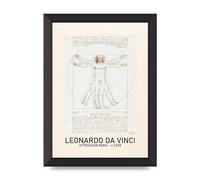 Lithobee - Leonardo Da Vinci Vitruvian Man 1492 - Printed Wall Art Design in Sizes A2, A3 & A4 Framed in a Stylish Coloured Frame or Unframed (A4 Black Abraded Frame)